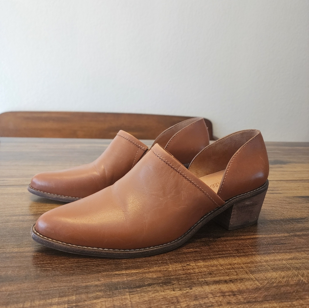 Madewell The Brady Lowcut Bootie Women's Size 9.5 Brown Leather Heel Slip On